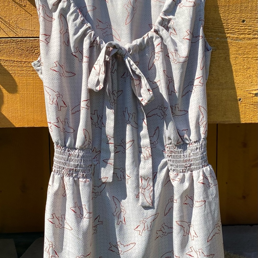 Peppermint brand-Size L-bird print dress with tie - Picture 4 of 4